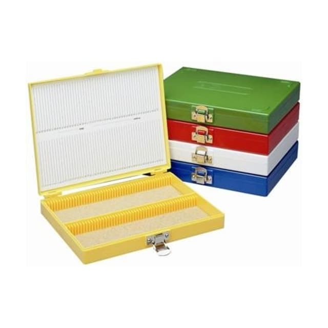 Caja para 100 portaobjetos verde