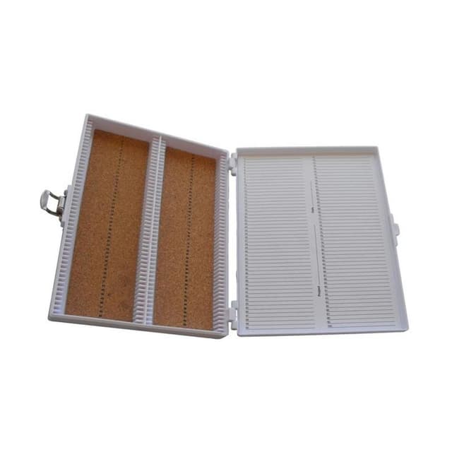 Caja de plastico para 100 Portaobjetos