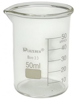 Vaso de vidrio boro 3.3 de 50ml 12 paq. Luzeren