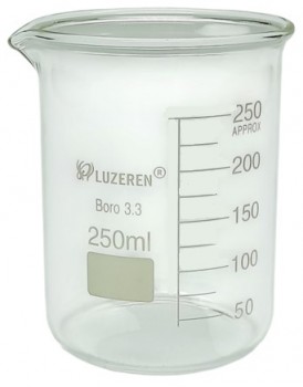 Vaso de vidrio boro 3.3 de 250ml 8 paq.  Luzeren